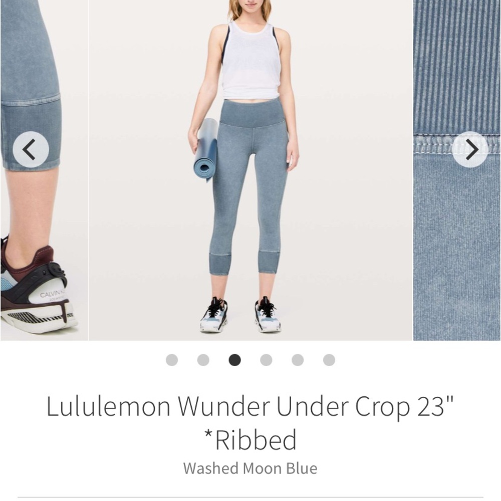 Lululemon Ribbed Crop Wunder Under Leggings Sz 6, 23in, Excellent Condition